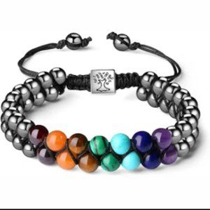 Tree Of Life Double Layer Braided Bracelet Natural Stone with Hematite